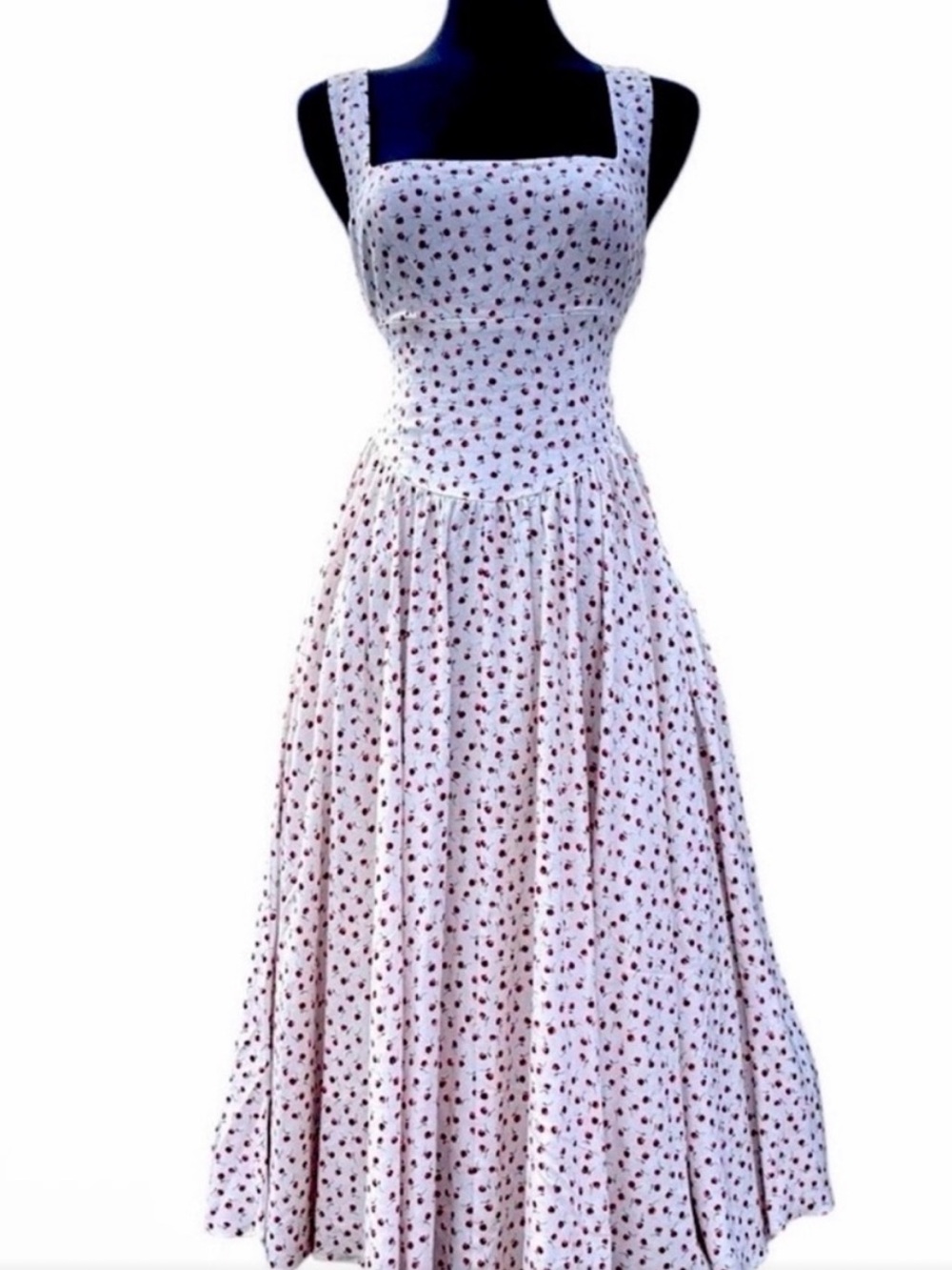 CAROLINE CONSTAS White Floral Square-Neck Maxi Dress |